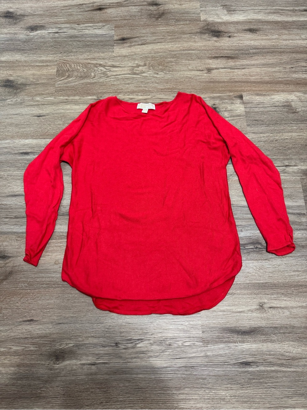 MICHAEL Michael Kors Bright Red Long-Sleeve Crewneck Top